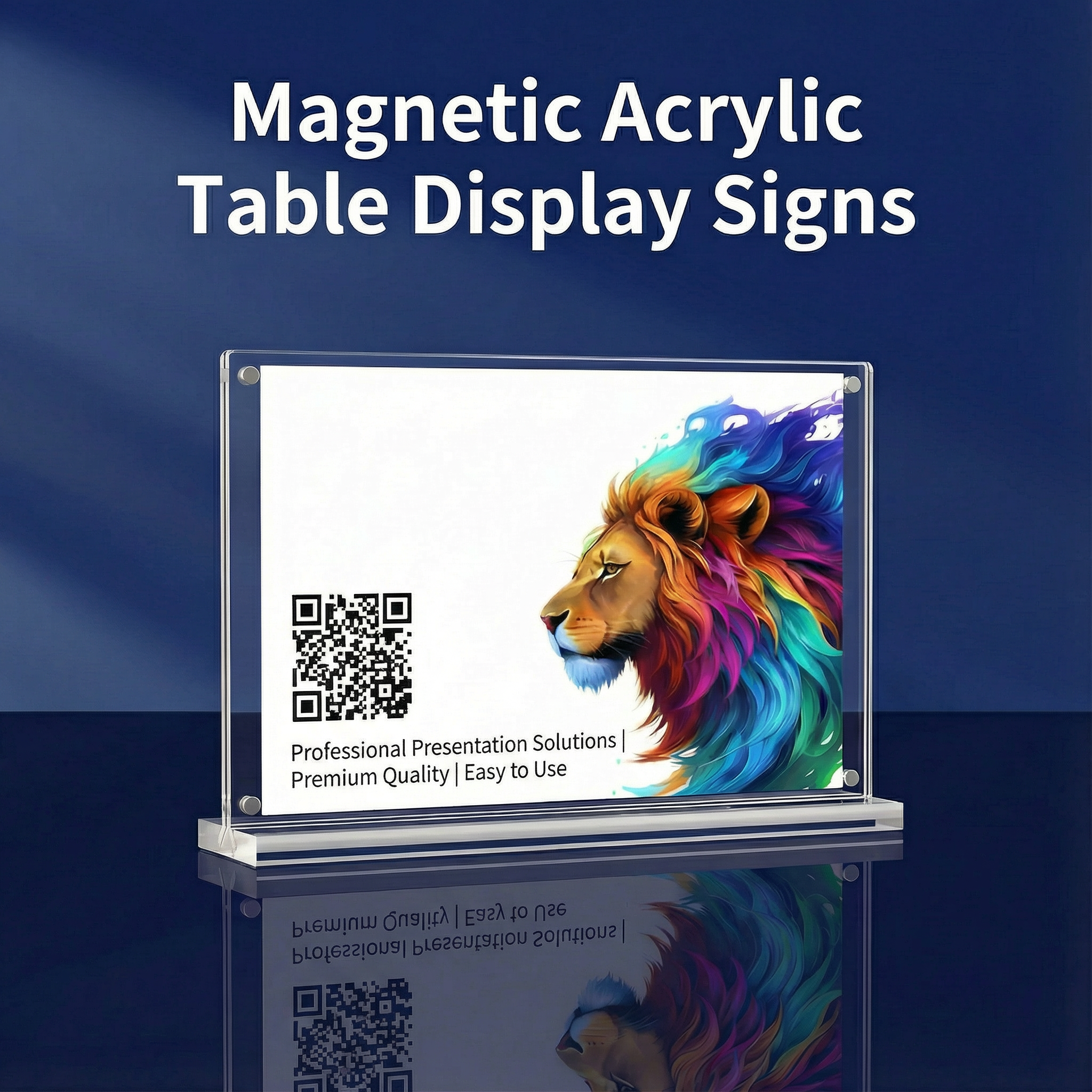 产品图带二维码和广告词 磁気アクリルテーブルディスプレイ看板(水平) - 画像 (1)