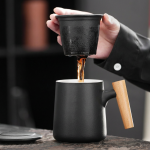 Wooden Handle Infuser Tea Cup Set - Image 4