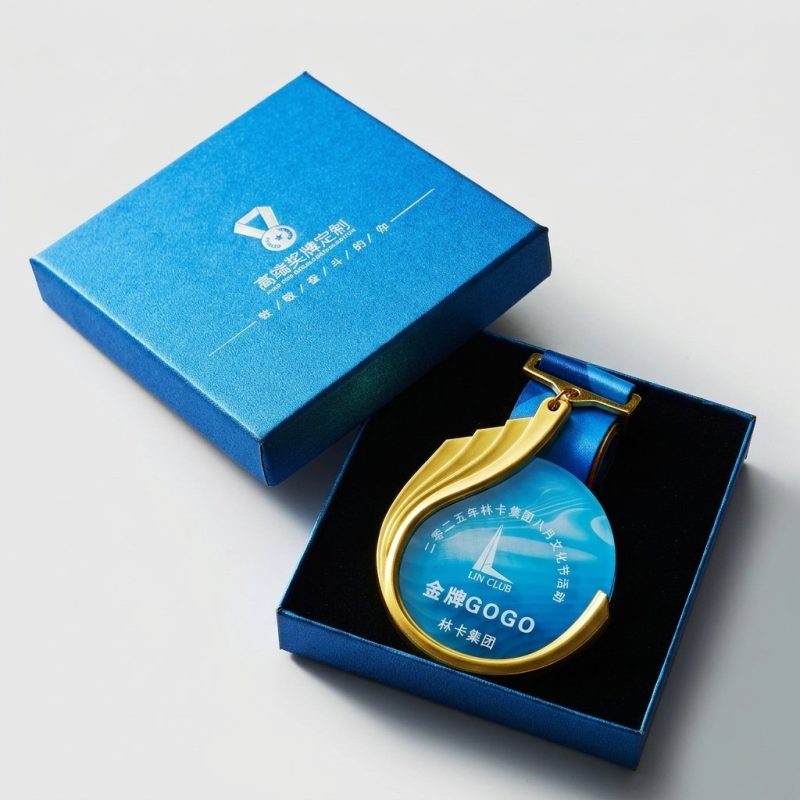 crystal neck hanging medal - Custom Crystal Neck-Hanging Medal Honor Badge Plaque - Crystal Glass And Zinc Alloy - Color Printing, Engraving