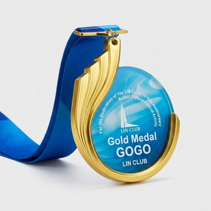 クリスタルネックハンギングメダル - カスタムクリスタルネックハンギングメダル名誉バッジプレート - クリスタルガラス - カラー印刷、彫刻