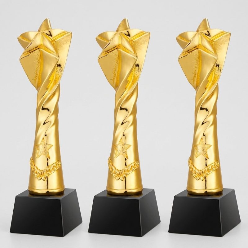 star resin trophy - Custom Star Resin Trophy - Resin - Electroplating - front view