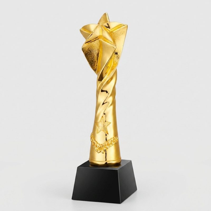 star resin trophy - Custom Star Resin Trophy - Resin - Electroplating - angled view
