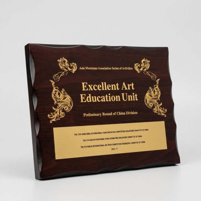 solid wood plaques - Custom Solid Wood Plaques - Walnut Wood - Engraved / UV Printed - angled view