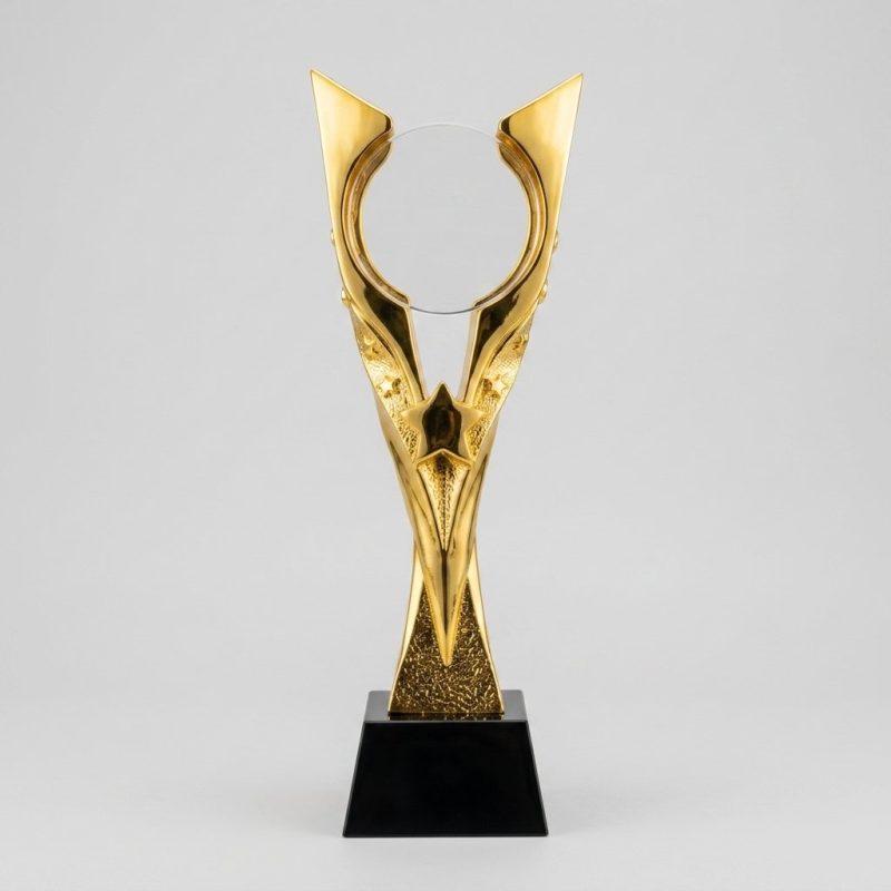 resin crystal trophy - Resin Crystal Trophy - Resin Crystal - Gold Plating - front view