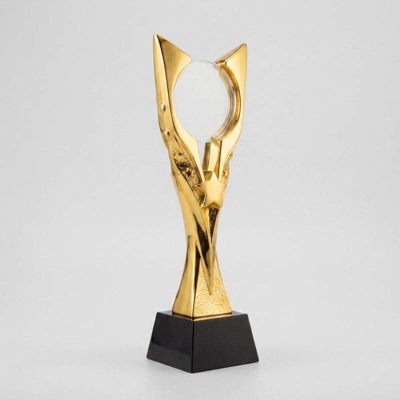 resin crystal trophy - Resin Crystal Trophy - Resin Crystal - Gold Plating - angled view