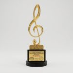 musical note trophy - Musical Note Trophy - Metal - front view