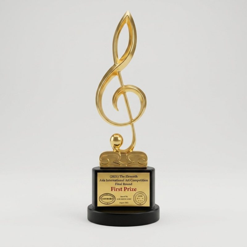 musical note trophy - Musical Note Trophy - Metal - front view