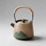 千里山水柄茶壺 - 千理山景柄茶須セット - 陶器 - 伝統工芸 - 斜めの眺め