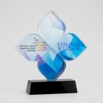 engravable crystal trophy - Custom Engravable Crystal Trophy - Crystal - Color Printing / Engraving - angled view