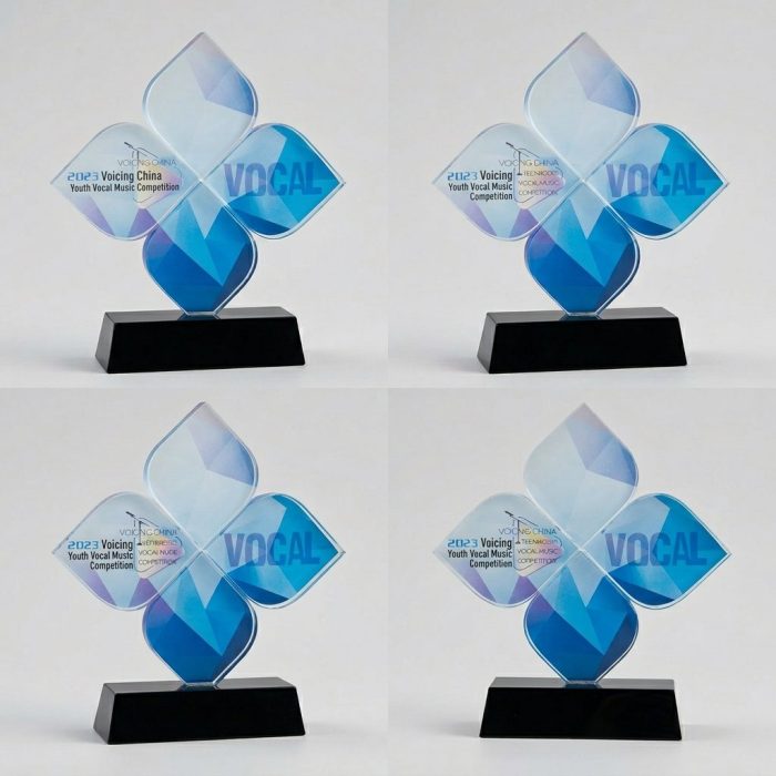 engravable crystal trophy - Custom Engravable Crystal Trophy - Crystal - Color Printing / Engraving - close-up