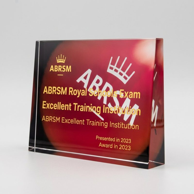 engraved color printed crystal - Custom Engraved Color Printed Crystal Trophy - Crystal - Engraving / Color Printing - top view