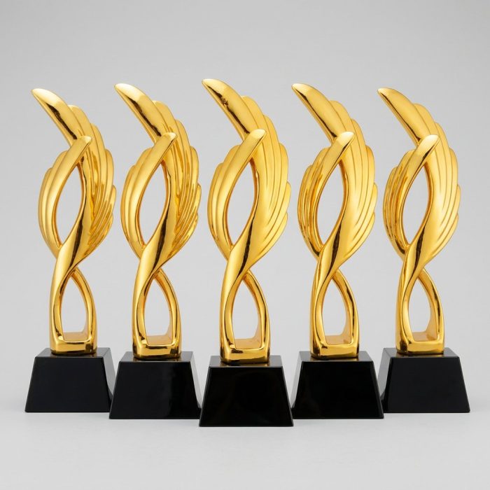 resin trophy - Custom Resin Trophy - Electroplated Resin - angled view
