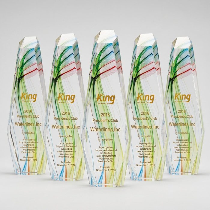 彫刻クリスタルトロフィー - カスタム彫刻クリスタルトロフィー - クリスタル - 彫刻 - 斜めビュー