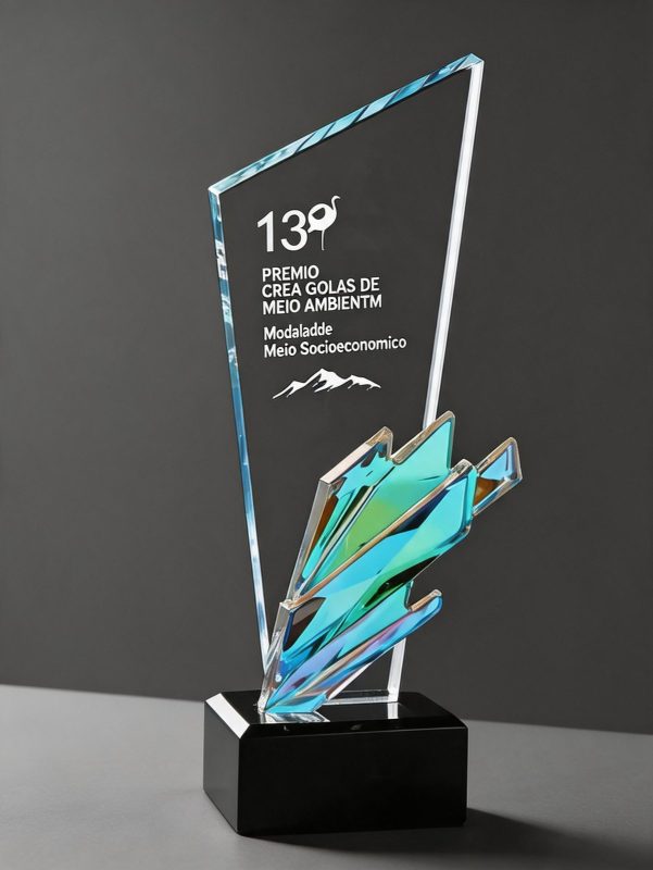 crystal trophy - Crystal Trophy - Crystal - Relief Engraving - angled view