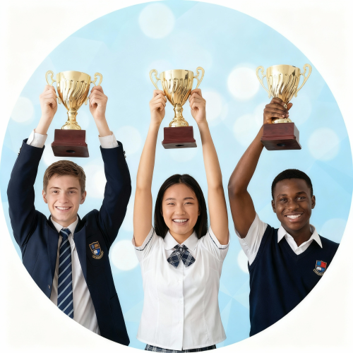 School Awards圆形展示-多民族学生-校服-圆形裁剪